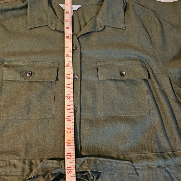 Croft & Barrow, Olive, Button Down mid length, Shirt Dress, Plus Size (1X) - Picture 3 of 10